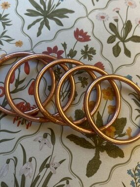 Buddha girl all weather bracelets in rose gold - set of 5 size SMALL